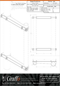 114mm to 76mm, 400 stand-off pole to pole bracket