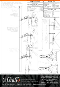 3m Height adjustable tower to 76mm pole with 3 brackets