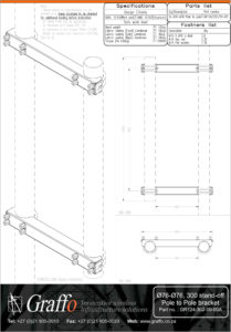 76mm to 76mm, 300 stand-off pole to pole bracket